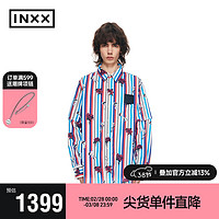 英克斯（inxx）潮牌春宽松休闲条纹长袖衬衣衬衫XCE1040113 混色条纹 S