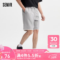 森马（Semir）休闲中裤男2024夏季新款时尚撞色假两件裤子宽松直筒五分短裤 黑色90001 1