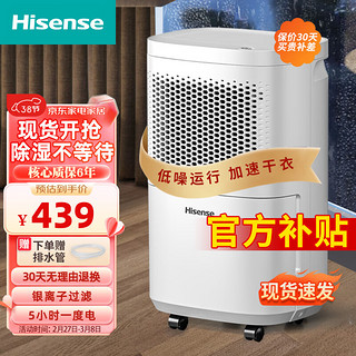 Hisense 海信 家用除湿机 干衣/抽湿机 地下室抽湿器 10L/天 小空间优选（适用20-40㎡）