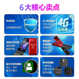  PHILIPS/飞利浦 双屏翻盖 老人手机