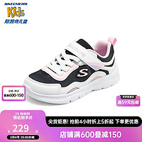 Skechers斯凯奇儿童体训鞋时尚女童春秋休闲鞋复古撞色舒适运动鞋319047L 黑色/粉红色/BKPK 27.5