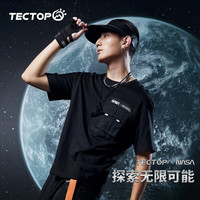 探拓(TECTOP)户外运动短袖T恤男款2024新款春夏透气纯棉宽松圆领t恤NASA联名款