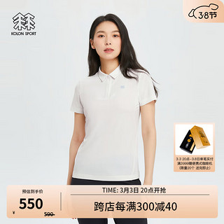 KOLON SPORT/可隆POLO衫 女子户外休闲运动吸湿速干翻领打底短袖T恤 LKPT4MTT02-IV 象牙白 175/XL