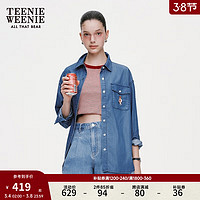 Teenie Weenie【UPF50+原纱防晒服莱赛尔凉感】小熊2024年牛仔衬衫 中蓝色 165/M