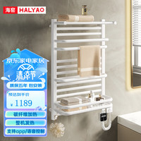 海窑(HALYAQ)日本海窑碳纤维智能电热毛巾架浴室卫生间加热浴巾烘干架恒温置物 升级白【触屏wifi】左右线可选