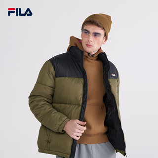 FILA 斐乐 棉服男冬季时尚简约保暖立领上衣面包服欧版 黑色 2XL