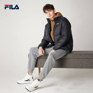 FILA 斐乐 棉服男冬季时尚简约保暖立领上衣面包服欧版 黑色 2XL