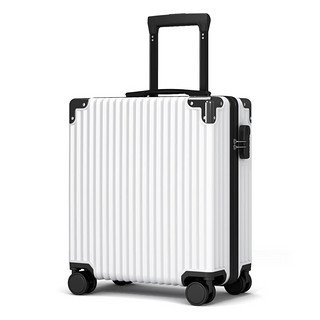 ATHT行李箱男小型旅行箱飞机商务登机箱18英寸密码拉杆箱女皮箱子白色