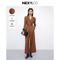春秋女士连体衣气质职业通勤格纹阔腿连体裤