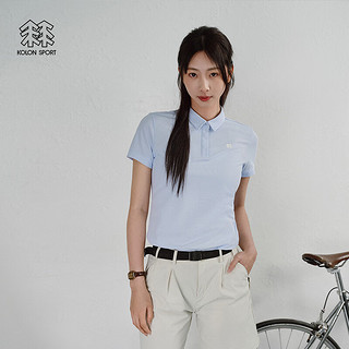 KOLON SPORT 可隆POLO衫 女子户外休闲运动吸湿速干翻领打底短袖T恤 LKPT4MTT02-LB 浅蓝色 155/XS