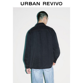 URBAN REVIVO UR2024春季男装潮流对称撞色口袋超宽松牛仔衬衫UMV840016 中灰 L