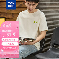 唐狮 TONLION男短袖T恤2024夏季新款前胸后背图文 米白