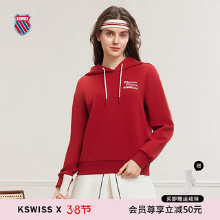 盖世威（K·SWISS）【新年款】24年春季连帽女卫衣百搭休闲运动上衣199919 604谷仓红 M