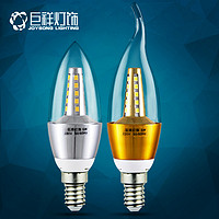 JU XIANG LIGHTING 巨祥燈飾 巨祥LED蠟燭燈泡 e14小螺口尖泡5W7W9W12w拉尾水晶吊燈光源節能燈