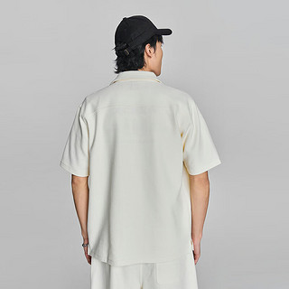 Lee24早春新品舒适版Logo织标米白色男短袖衬衫休闲LMT008131204 米白色 M