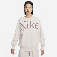 NIKE 耐克 春新款女运动训练休闲圆领宽松印花加绒卫衣套头衫FN3655-104