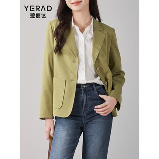娅丽达（YERAD）通勤慵懒风西装外套女2024春装温柔系高端休闲小西服 绿色(E0) XXL