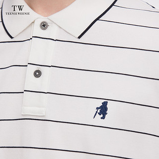 Teenie Weenie Men小熊男装条纹POLO衫T恤男2024夏季休闲短袖上衣 乳白色 165/S