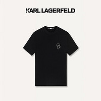 Karl Lagerfeld卡尔拉格斐2024春夏款KL钉珠T恤老佛爷241N2013 黑色 46