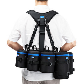 JJC 摄影腰带登山骑行腰包带户外摄影镜头包筒袋套腰挂 适用于佳能尼康单反索尼富士相机固定双肩背心 GB-PRO1 可挂8个镜头包和小配件