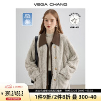 VEGA CHANG皮毛一体短外套女2023年秋冬新款宽松显瘦高级感绒大衣
