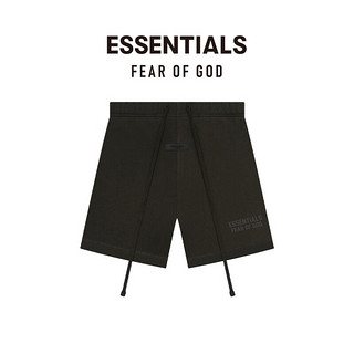 FEAR OF GOD ESSENTIALS胶印LOGO系列棉质短裤美式高街潮牌高端抽绳宽松时尚舒适短裤 鹅黄色 L