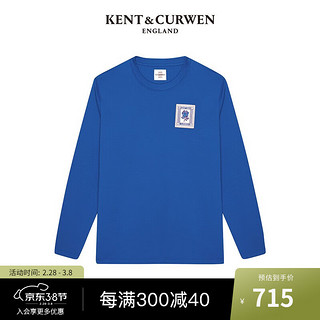 KENT&CURWEN 肯迪文KC早春男女同款玫瑰圆领长袖T恤K48D1EI021 彩蓝 S