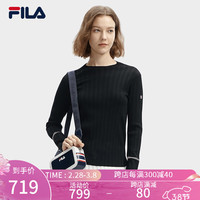 FILA 斐乐官方女子编织衫2024春新款时尚简约基础小高领内搭毛衣
