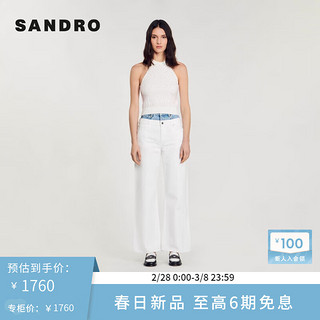 SANDRO2024早春女装法式优雅白色珍珠针织吊带背心SFPPU02126 10/白色 0