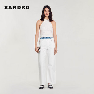 SANDRO2024早春女装法式优雅白色珍珠针织吊带背心SFPPU02126 10/白色 0