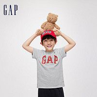 Gap 盖璞 男女童2024春季新款LOGO撞色纯棉圆领短袖T恤儿童装上衣 灰色A00686 140cm(M)亚洲尺码