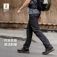百亿补贴：迪卡侬 速干裤男女户外裤徒步裤子快干登山透气弹力男裤24年新 TREK100 男款黑灰色New 38
