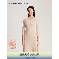 TOMMY HILFIGER【温柔力系列】24早春女装菱格针织连衣裙41627 浅卡其色0F7 XL