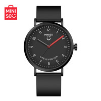 名创优品(MINISO)男女同款手表简约时尚硅胶款潮流腕表手表 3020 黑色