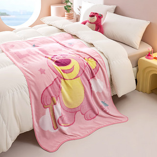 迪士尼（Disney）法兰绒毛毯子秋冬加厚午睡办公室空调盖毯毛巾被草莓熊100*150cm 【单层毯-小号】哈喽草莓熊