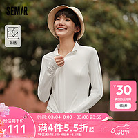 森马（Semir）外套女紧身纯色抽绳上衣小心机2024夏季凉感防晒立领夹克 本白10102 155/80A/S