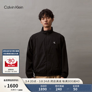 卡尔文·克莱恩 Calvin Klein Jeans24春夏男士户外休闲简约刺绣立领夹克外套J325905 BEH-太空黑 S