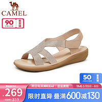 CAMEL 骆驼 女鞋 女时尚中跟露趾魔术贴时装凉鞋女 L23M051068粉色 36