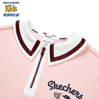 斯凯奇（Skechers）2024春季新年中大童女童针织连衣裙舒适百搭喜庆 L124G006 水晶玫瑰粉/00MJ 160cm