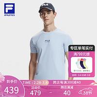 FILA 斐乐男子针织短袖衫2024夏简约基础运动干爽T恤 艾丽斯蓝-LB 190/108A/XXXL