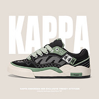 卡帕（Kappa）低帮板鞋男2024春季休闲帆布鞋 黑色/玉石绿 40 