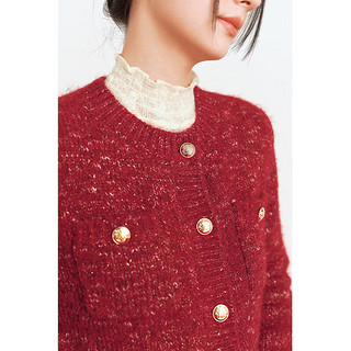 诗凡黎（'SEIFINI）本命年红色金丝小香风针织开衫2023冬新年战衣跨年战服女 暗红 发