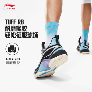 李宁（LI-NING）闪灵丨篮球鞋男24春季支撑稳定耐磨竞技运动鞋 黑色/月白蓝-4 43