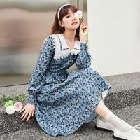 森马 Semir秋季热卖大翻领长裙宽松田园风碎花裙气质雪纺连衣裙女