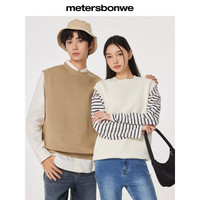 美特斯邦威男女款舒适套头马甲2024春季纯色简约百搭时尚马甲 中卡其 180/XL