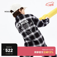 little MO&Co.奇先生妙小姐IP亲子装 little moco童装春装男童纯棉格纹长袖衬衫 黑白格色 1