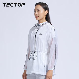 探拓（TECTOP）户外皮肤衣风衣女中长款2024春夏轻薄透气登山徒步骑行钓鱼外套女 纯净白 M