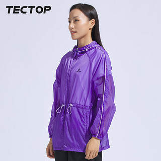 探拓（TECTOP）户外皮肤衣风衣女中长款2024春夏轻薄透气登山徒步骑行钓鱼外套女 蔷薇紫 XL