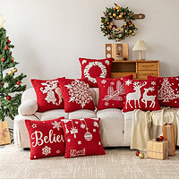 水星家纺圣诞之夜刺绣靠垫 圣诞之夜刺绣靠垫(圣诞花环) 45cm×45cm