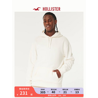 HOLLISTER美式百搭抓绒保暖休闲款Logo帽衫卫衣 男 355644-1 乳白色 S